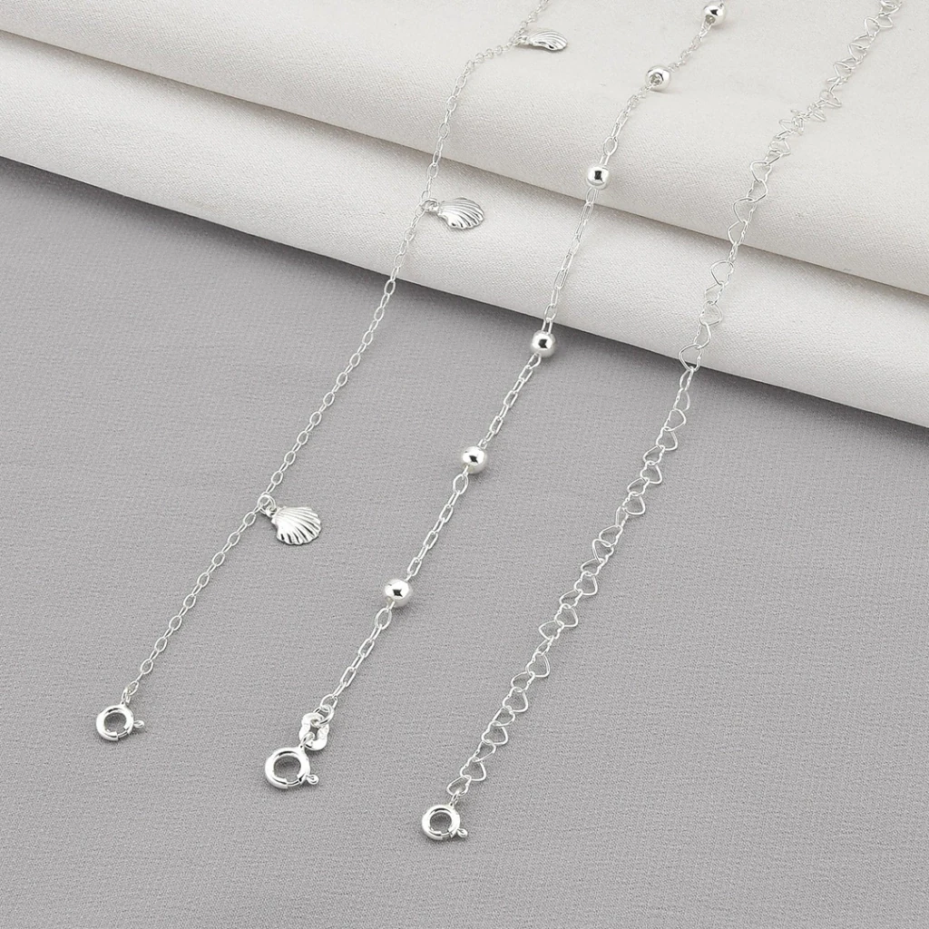 Pulseira de Prata Elo Coração Fio 040 — detalhe